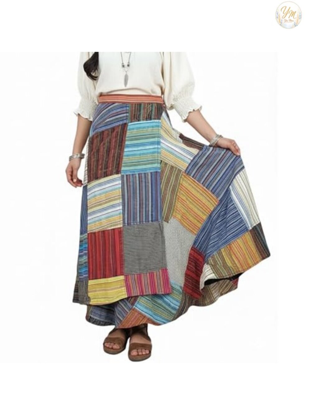 Boho Maxi Wrap Skirt for Women, 100% Cotton Long Flowy Tie Dye